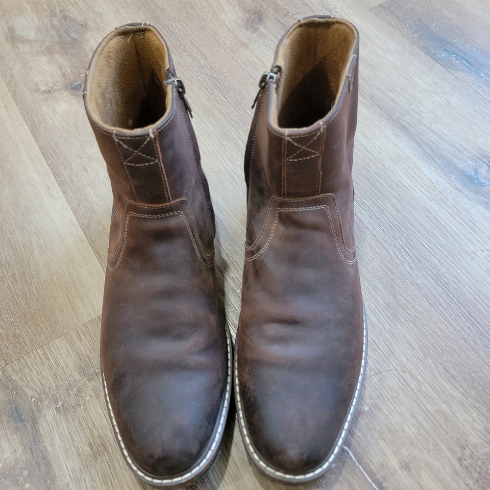 Florsheim Norwalk Men's Size 8 Brown Leather‎ Plain Toe Side Zipper Ankle Boot